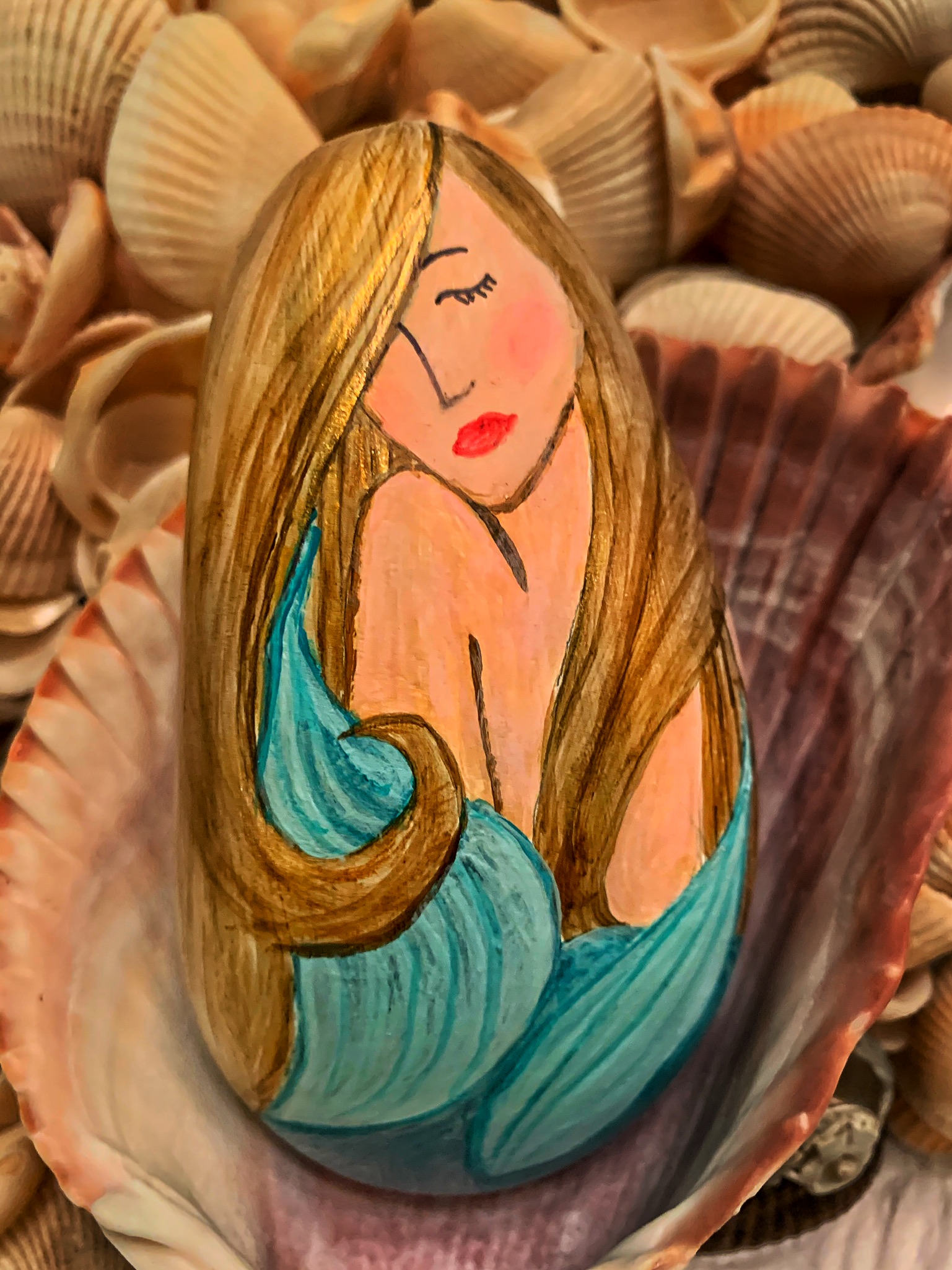 Mermaid Painted Stone