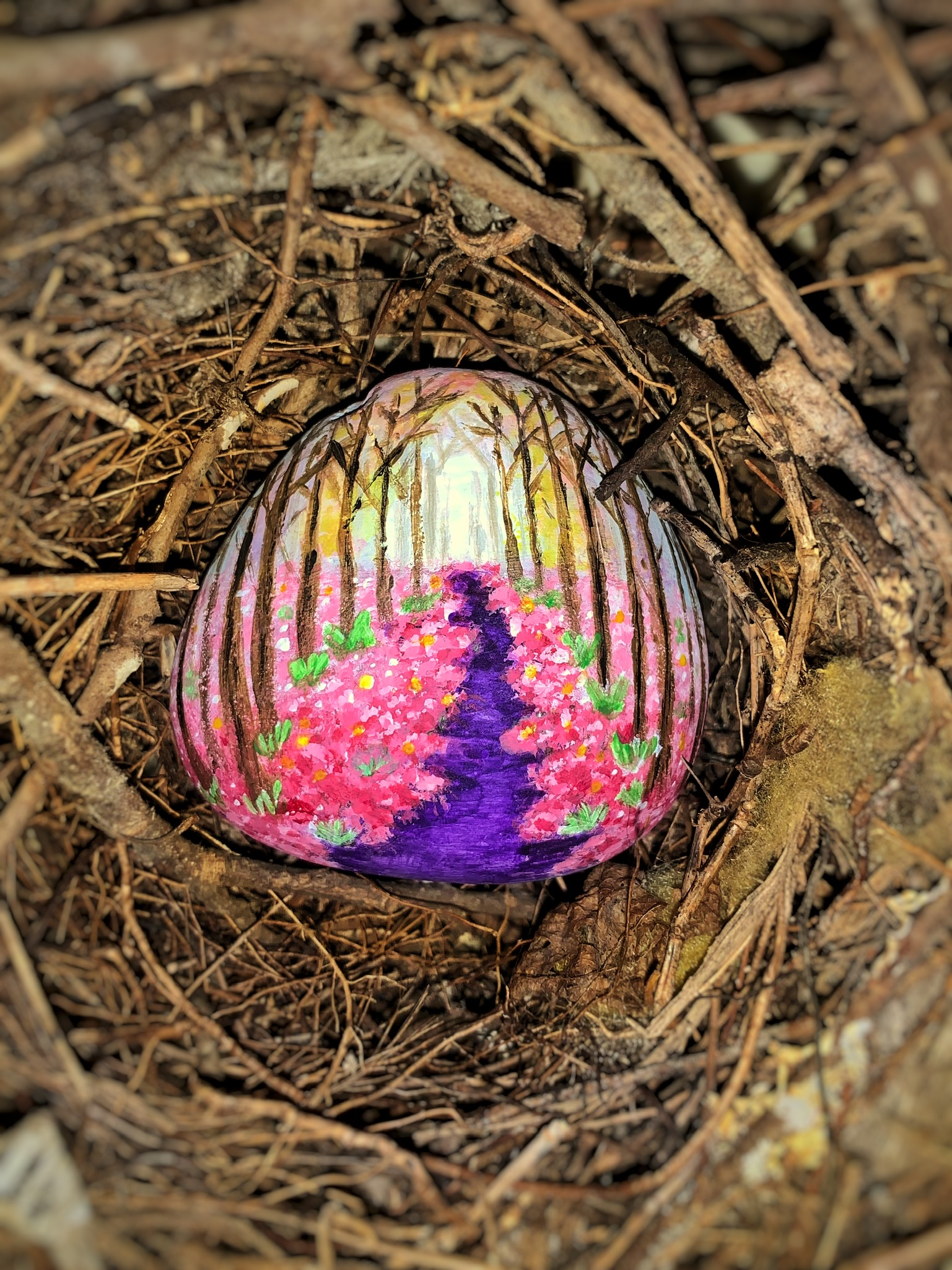 Forest Path Painted Stone